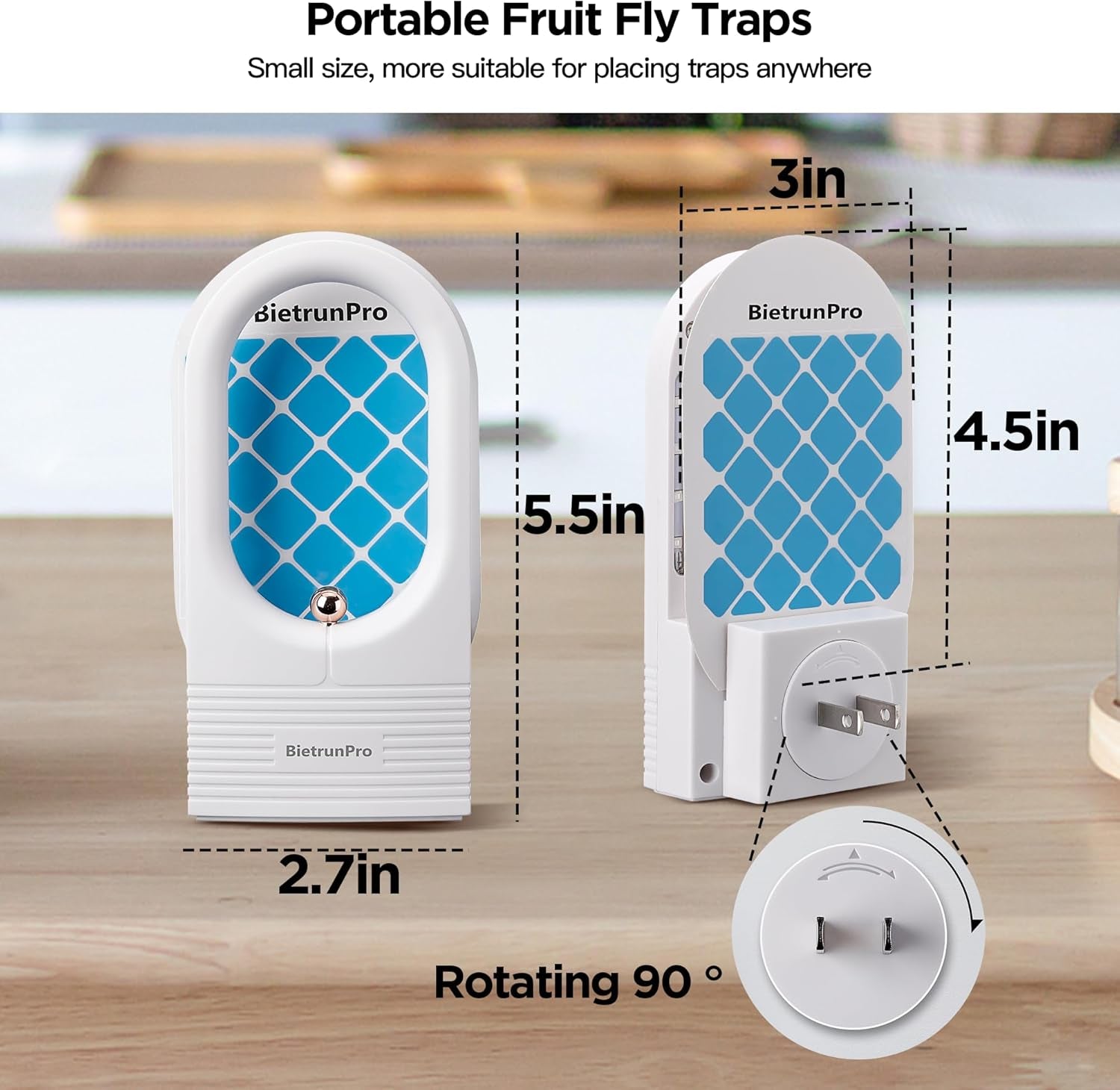 Fruit Fly Traps for Indoor, Gnat Traps, Plug-In Uv＆Blue Light Bug Trap Catcher, Home Flying Insect Plant Gnat Sticky Traps for Flies, Fruit Flies, Moths, Mosquitoes, Gnats, Fungus, Other(+3 Refill)