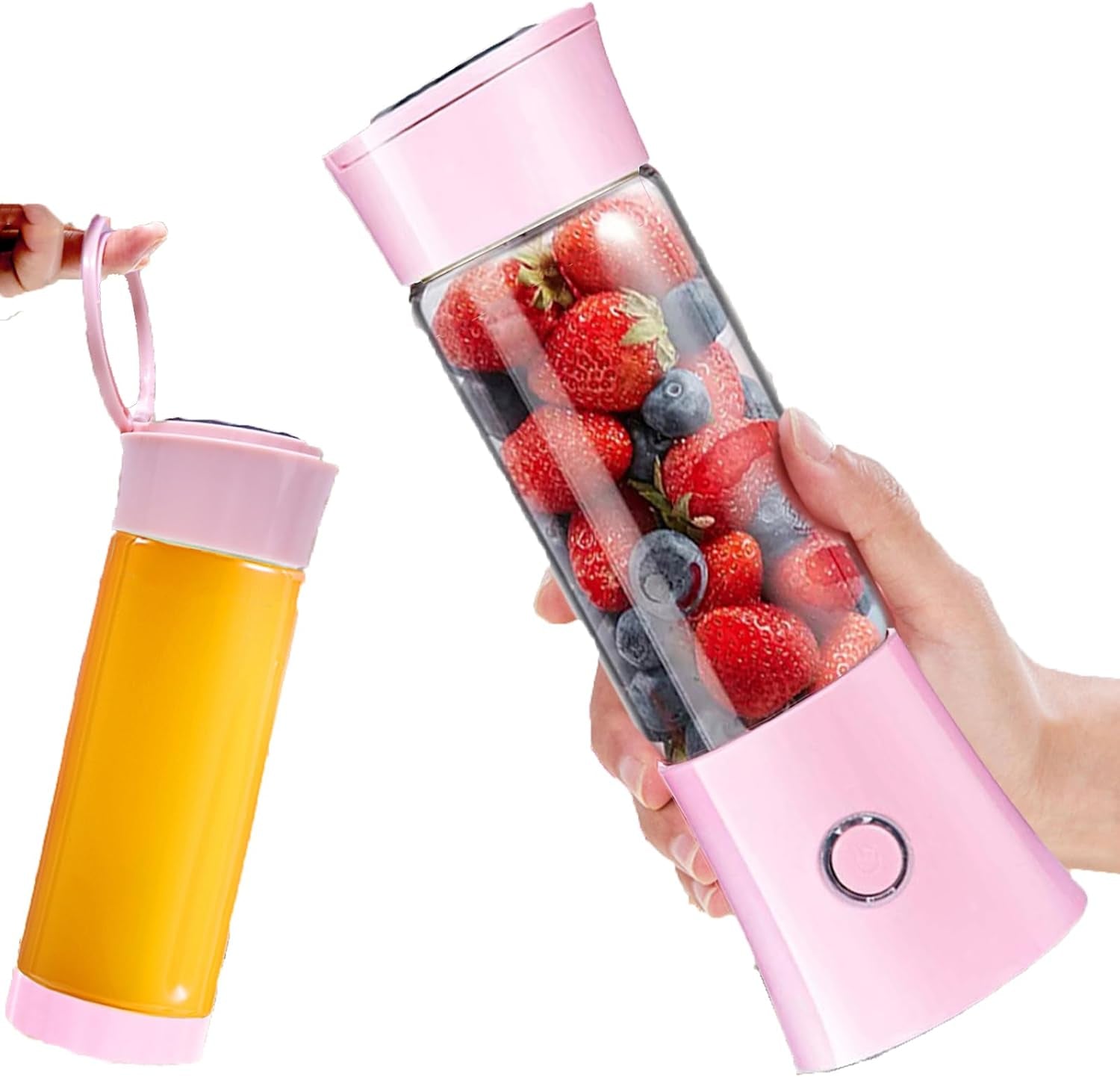 Portable Mini Blender, Juicer Blender Smoothie Maker with 3D 6 Blades,Usb Rechargeable Juice Mixer 100W 480ML Mini Personal Fruit Blender for Home,Office,Sports,Travel, Outdoors Pink