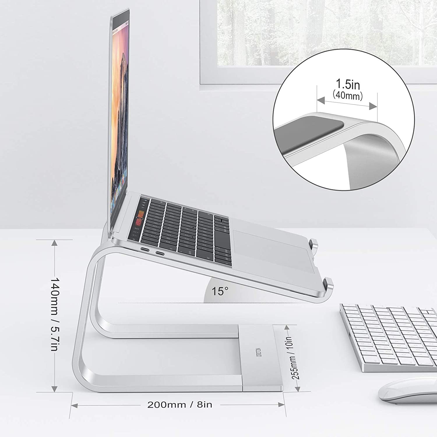 Laptop Stand,  Detachable Laptop Mount, Aluminum Laptop Holder Stand for Desk, Compatible with Macbook Air/Pro, Dell, HP, Lenovo and All Laptops (11-16 Inch), Silver