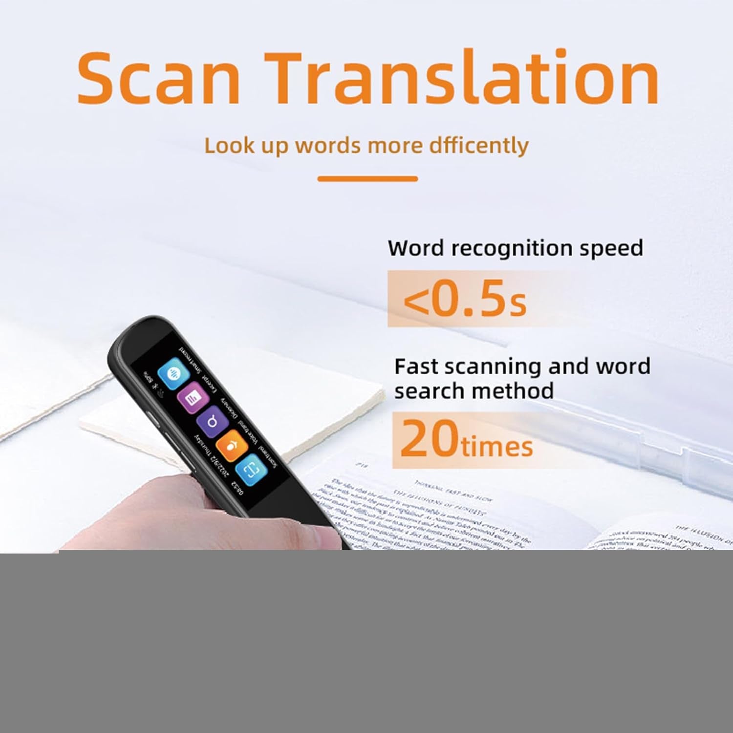 Scan Reader Pen, OCR Digital Pen Reader, Text to Speech Reading Pen, Smart Recoring Pen for Students, Dyslexia, Voice Wireless Language Translator for Travelers & Businessmen (A)