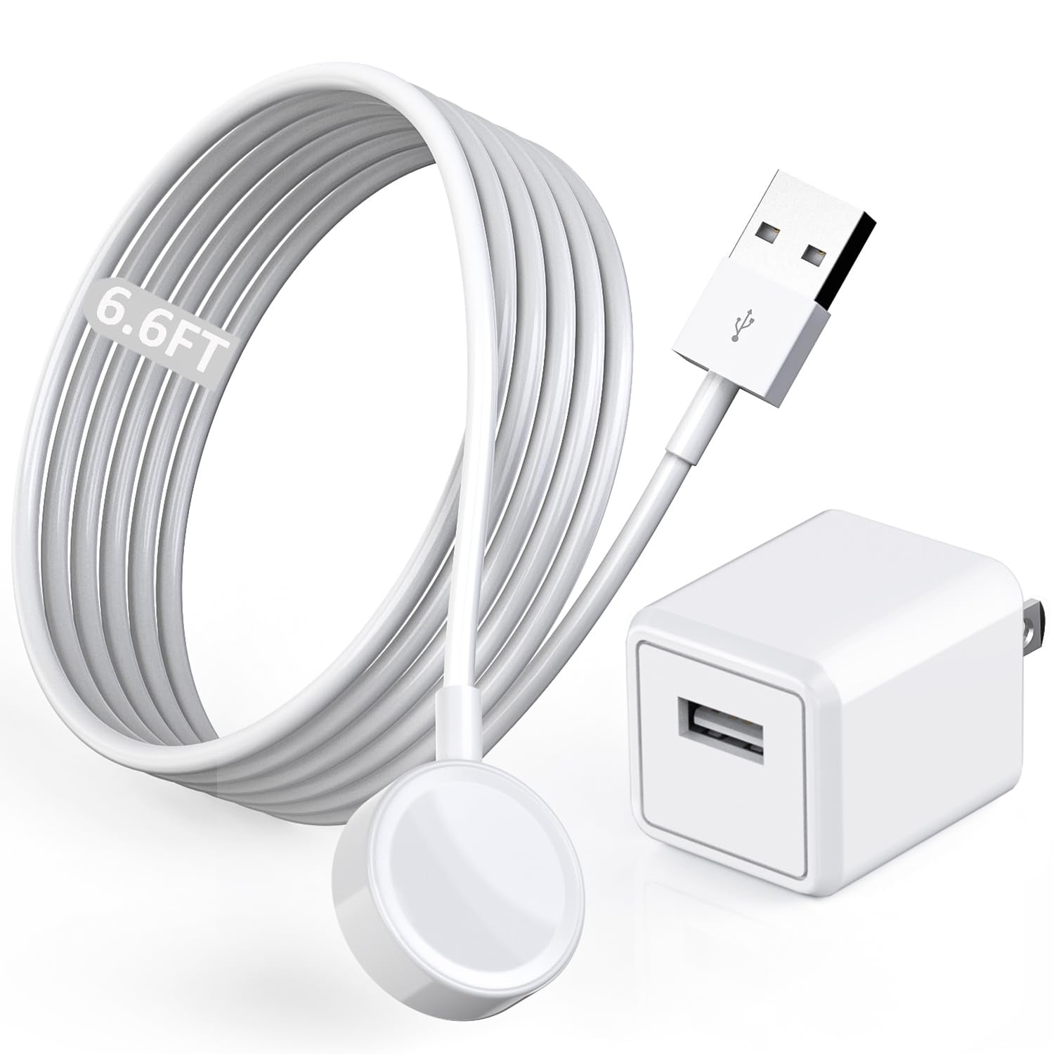 Watch Charger for Apple Watch Charger, 6.6FT Iwatch Charger Cord Fast Charging Cable with USB Wall Charger Travel Plug Compatible with Apple Watch Series 9/8/7/6/5/4/3/2/1/Se/Ultra/Ultra 2