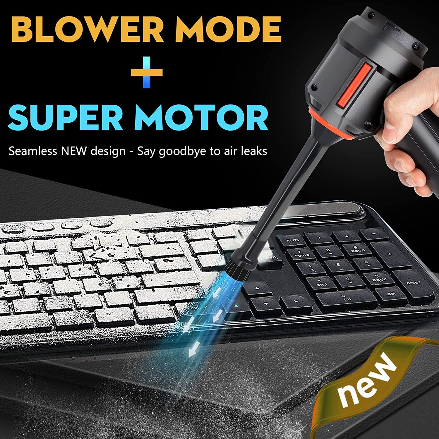 3-In-1 Computer Vacuum Cleaner - Air Duster - for Keyboard Cleaning - Cordless Canned Air - Powerful 45000RPM - Energy-Efficient - Compressed Air