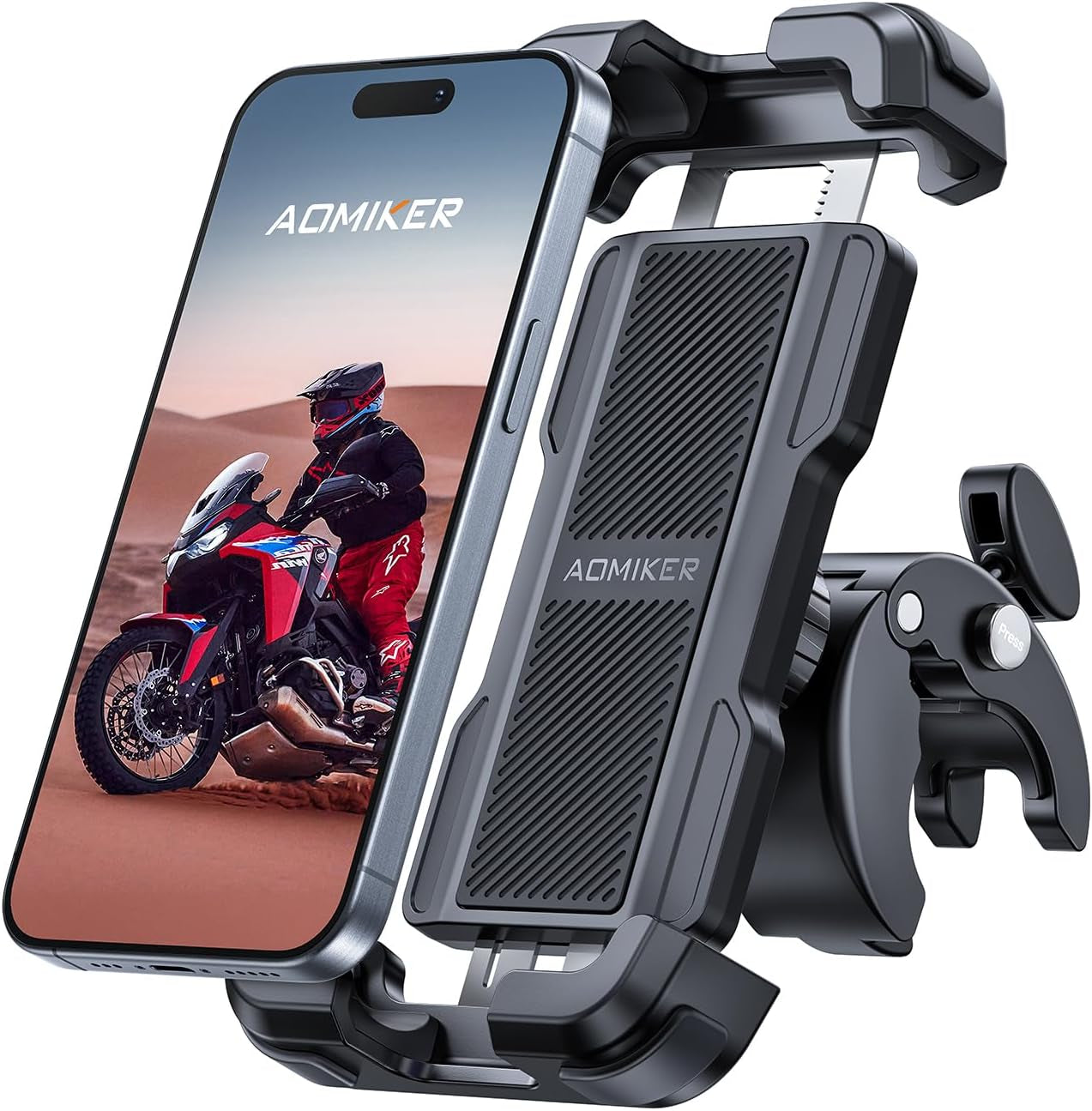 Bike Motorcycle Phone Holder Mount - [2024 Quick Release] Bike Phone Holder Handlebar Clamp, Bicycle Scooter Phone Clip for Iphone 15 14 13 12 11 Pro Max plus Mini, 4.7-6.8" Smartphone