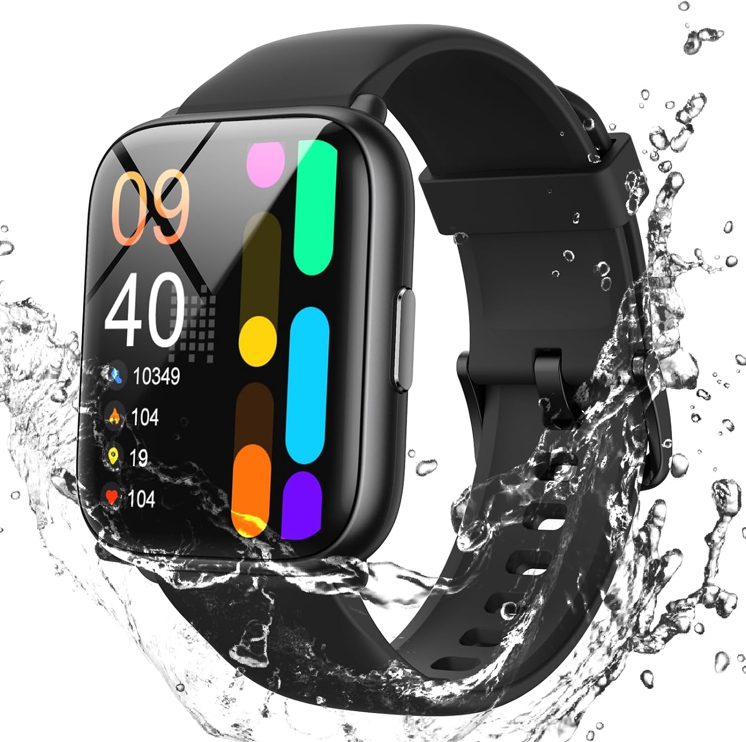 Smart Watch, 5ATM Waterproof Fitness Tracker for Swimming with 100+ Sports Modes, 1.8" Touch Screen Smartwatch Fitness Watch for Android -Iphone Ios