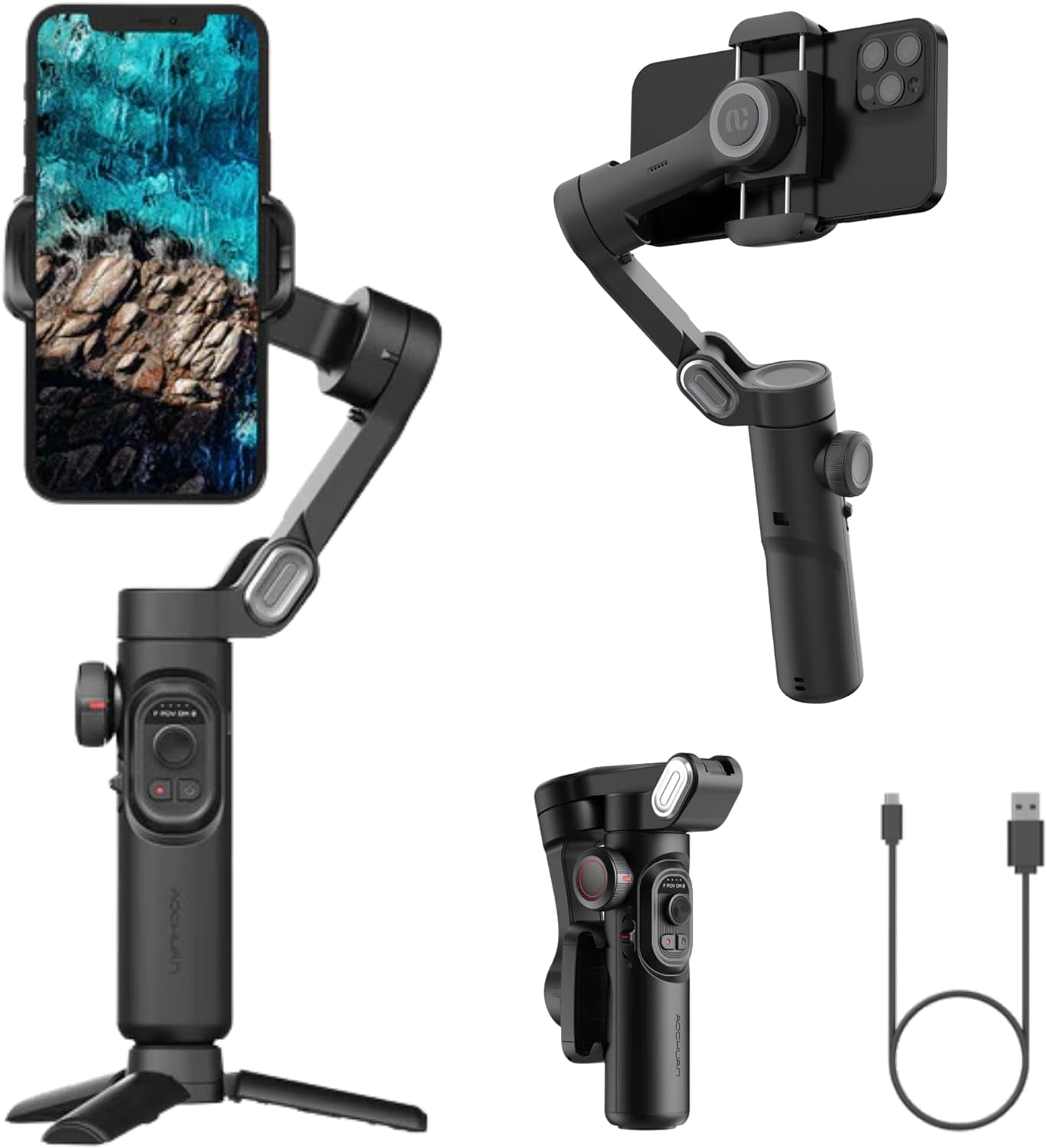 Phone Gimbal Stabilizer 3-Axis Smartphone Foldable Gimbal for Iphone Gimble with Focus Wheel Tiktok Youtube Vlog Stabilizer for Iphone 14 13 12 Pro Max Android- Smart XE