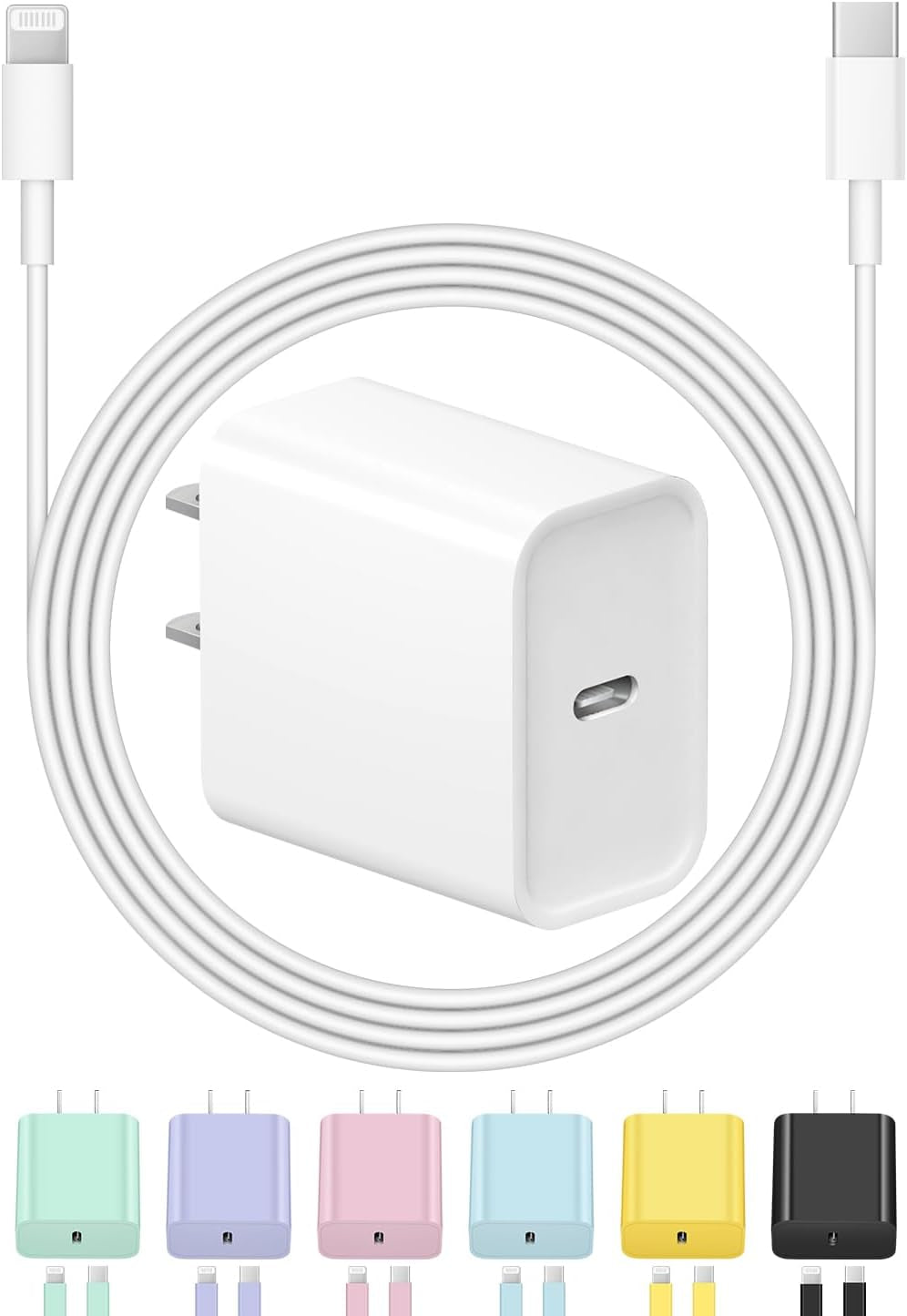 Iphone Charger Fast Charging USB C Charger Block Type C Charger Fast Charging 20W PD Wall Charger with 6FT Iphone Charger Cord for Iphone 14/14 Pro Max/13/13 Pro Max/12/12 Pro/12 Pro Max/1 Pro Ipad