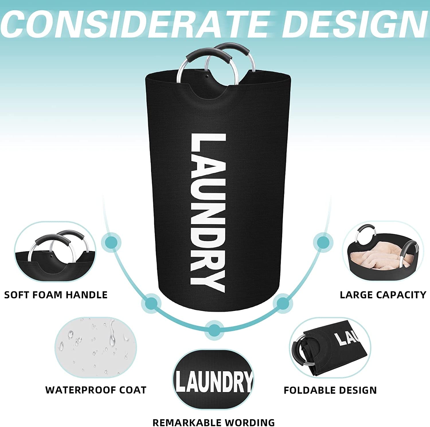 Laundry Basket 90L Black