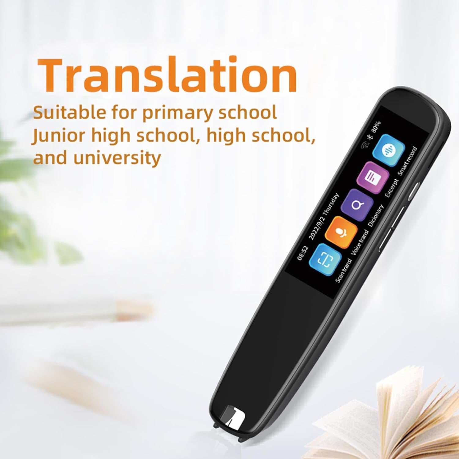 Scan Reader Pen, OCR Digital Pen Reader, Text to Speech Reading Pen, Smart Recoring Pen for Students, Dyslexia, Voice Wireless Language Translator for Travelers & Businessmen (A)