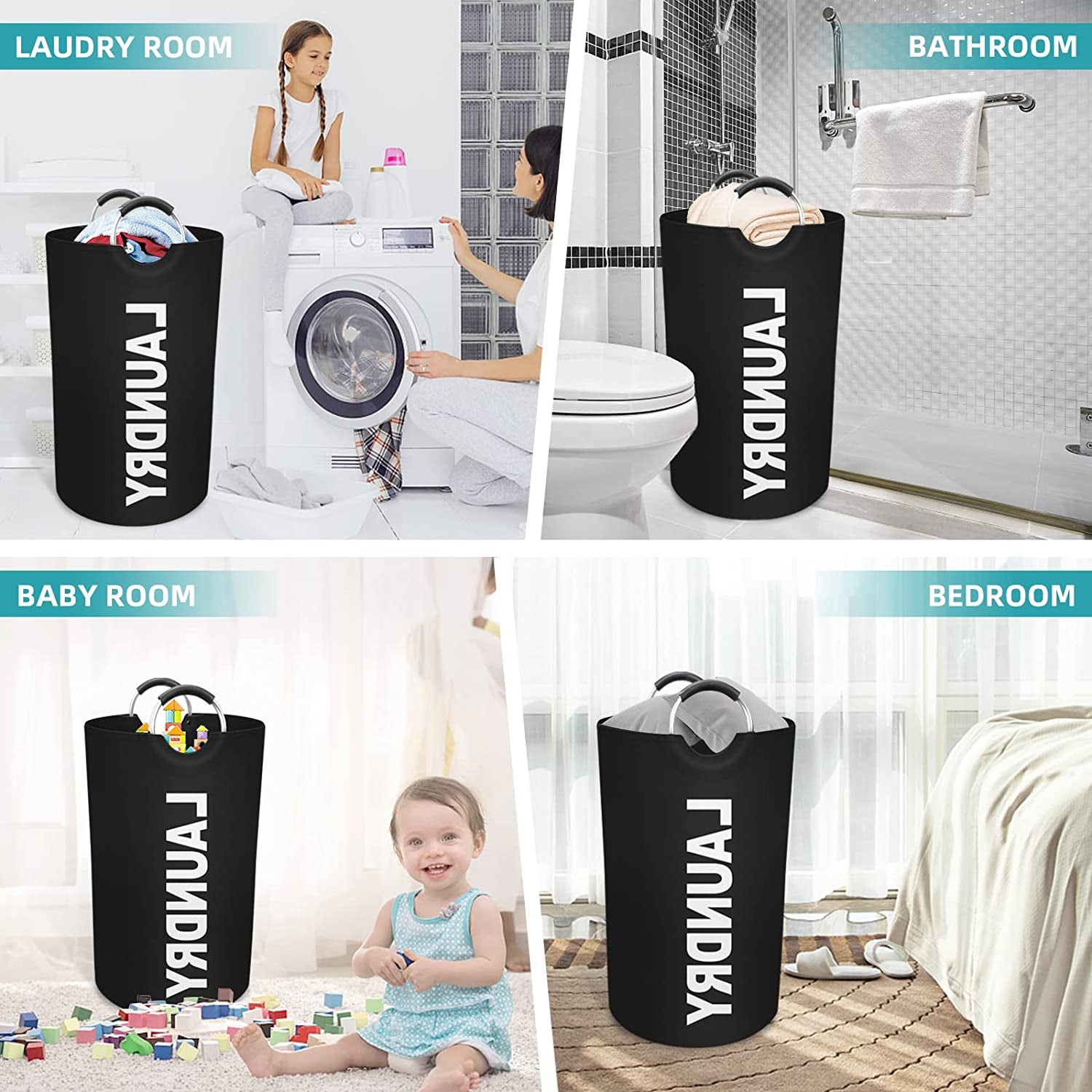 Laundry Basket 90L Black