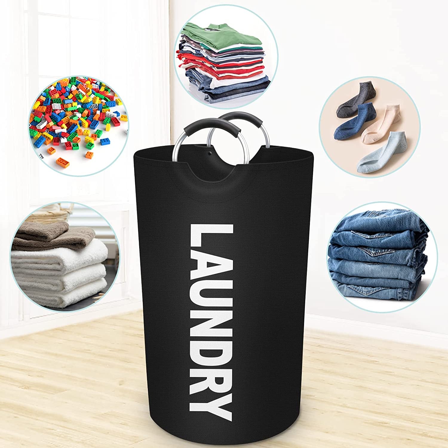 Laundry Basket 90L Black