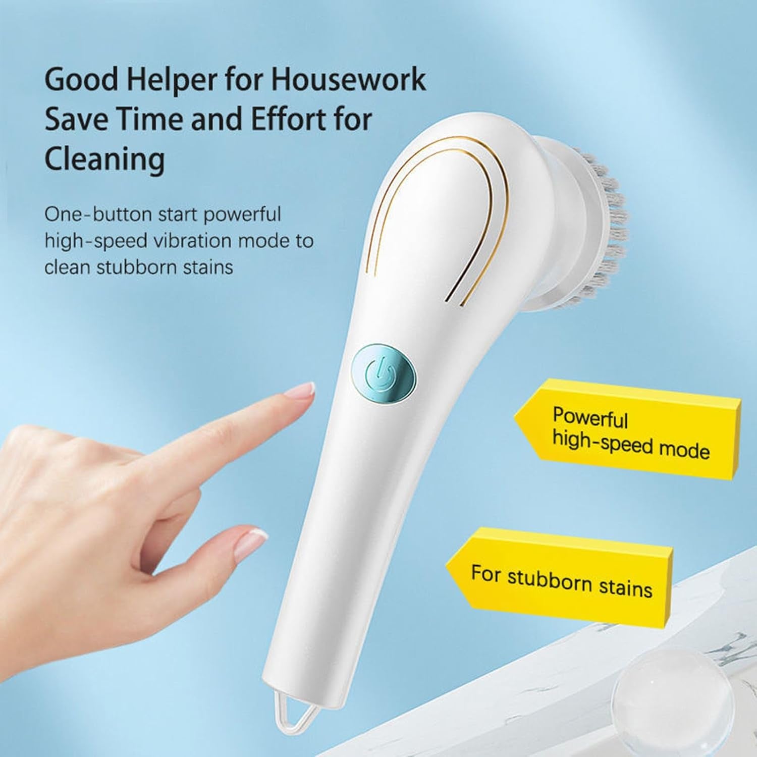 Electric Spin Scrubber, Handheld Cordless Rechargeable Electric Cleaning Brush with 5 Replaceable Heads,Power Cleaning Brush for Kitchen, Dish, Floor, Bathroom, Glass